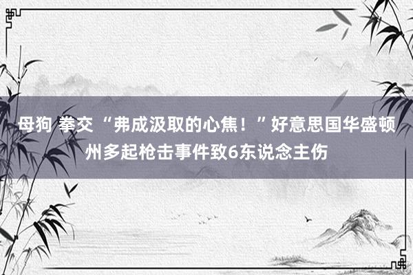 母狗 拳交 “弗成汲取的心焦！”好意思国华盛顿州多起枪击事件致6东说念主伤