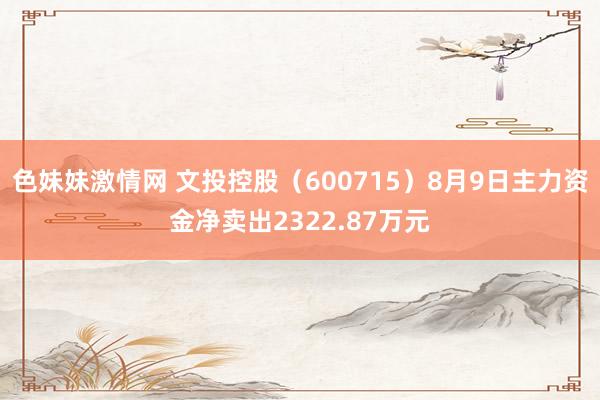   色妹妹激情网 文投控股（600715）8月9日主力资金净卖出2322.87万元