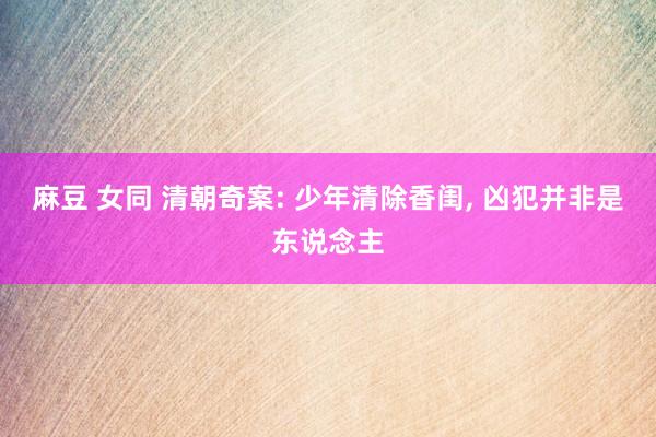 麻豆 女同 清朝奇案: 少年清除香闺, 凶犯并非是东说念主